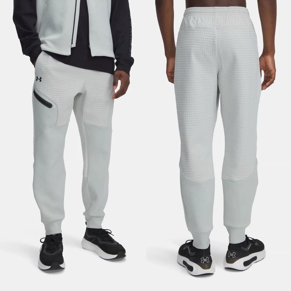 Under Armour Unstoppable Fleece Grid Jogger Pants Hydro Gray Green Men’s 4XL